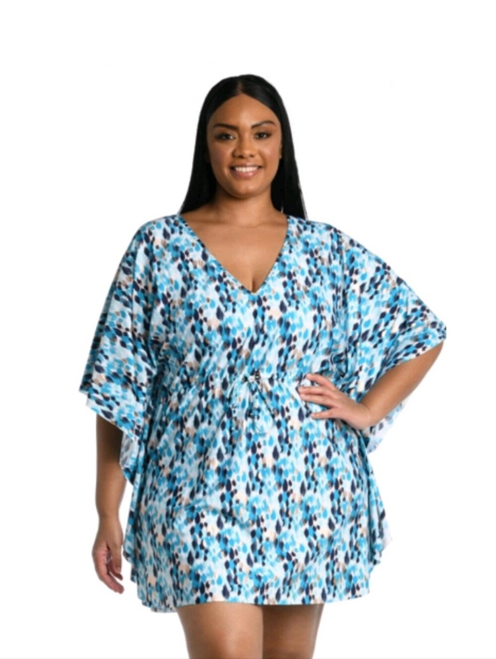 La Blanca swim coverup size 2X caftan blue gold - Picture 2 of 9